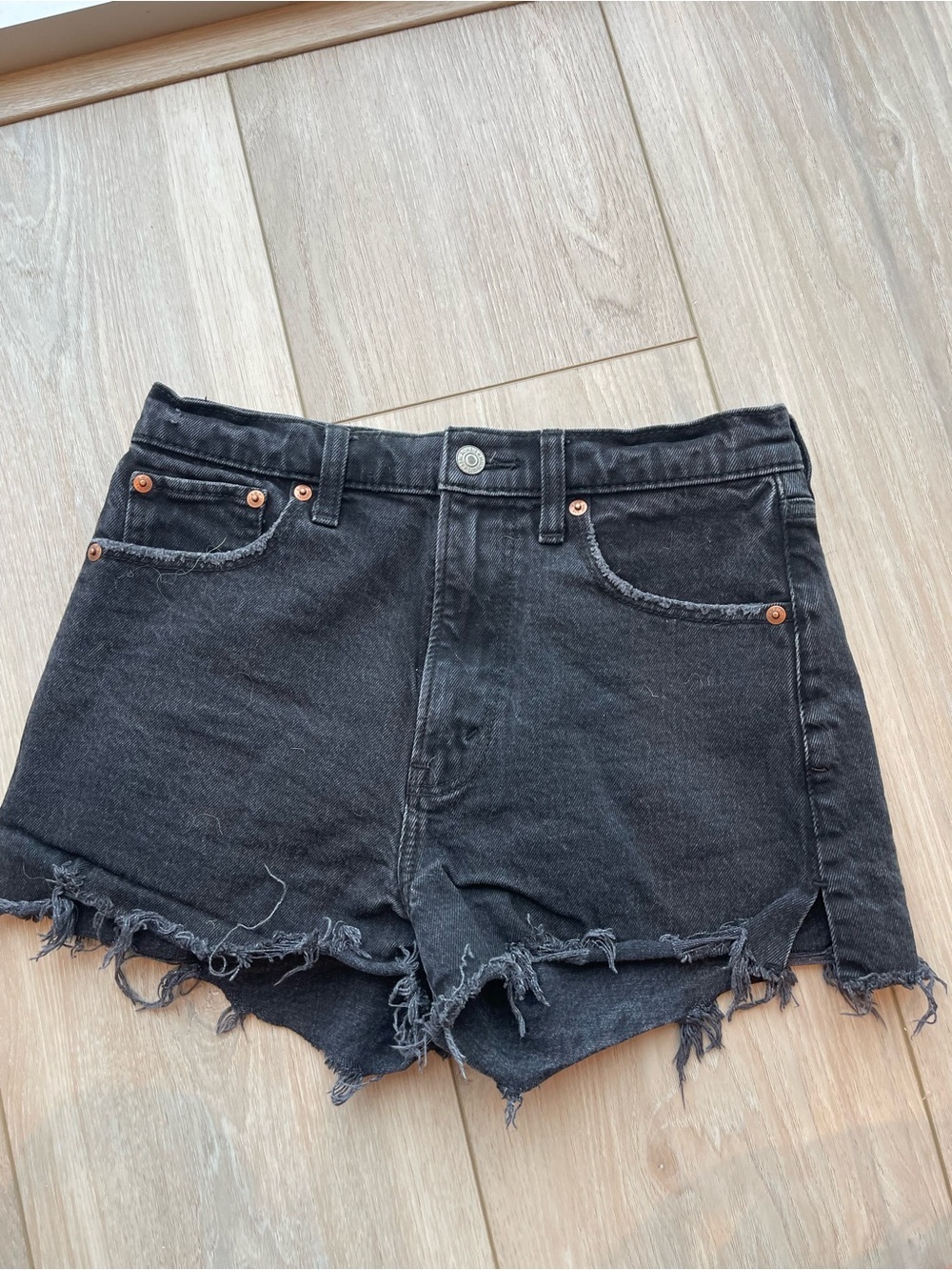Abercrombie Black Jean Shorts Mom High Rise
